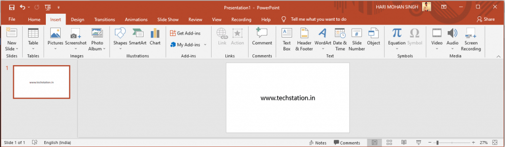 MS PowerPoint Insert Tab in Hindi - MS PowerPoint मे Insert Tab का इस्तेमाल