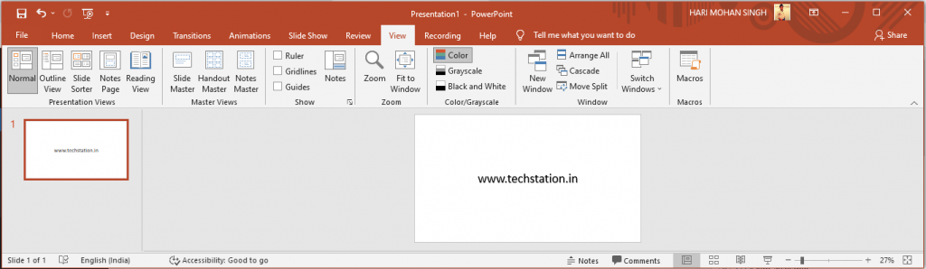 MS PowerPoint View Tab in Hindi - MS PowerPoint मे View Tab का इस्तेमाल