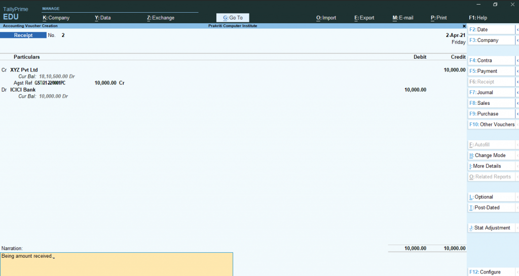 receipt-voucher-entry-in-tally-prime-hindi